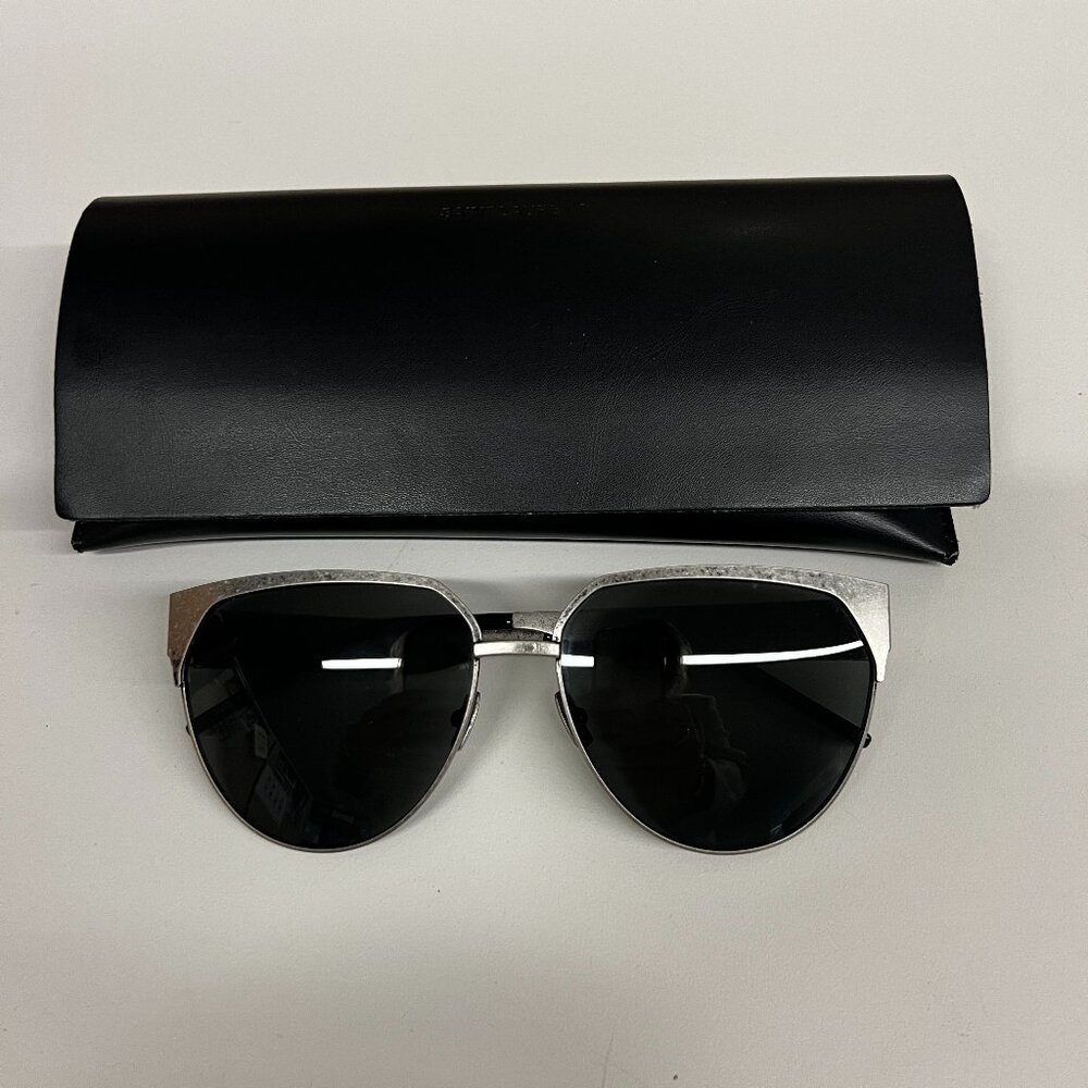 YSL Saint Laurent Cat Eye Brushed Silver/Gray Sunglasses